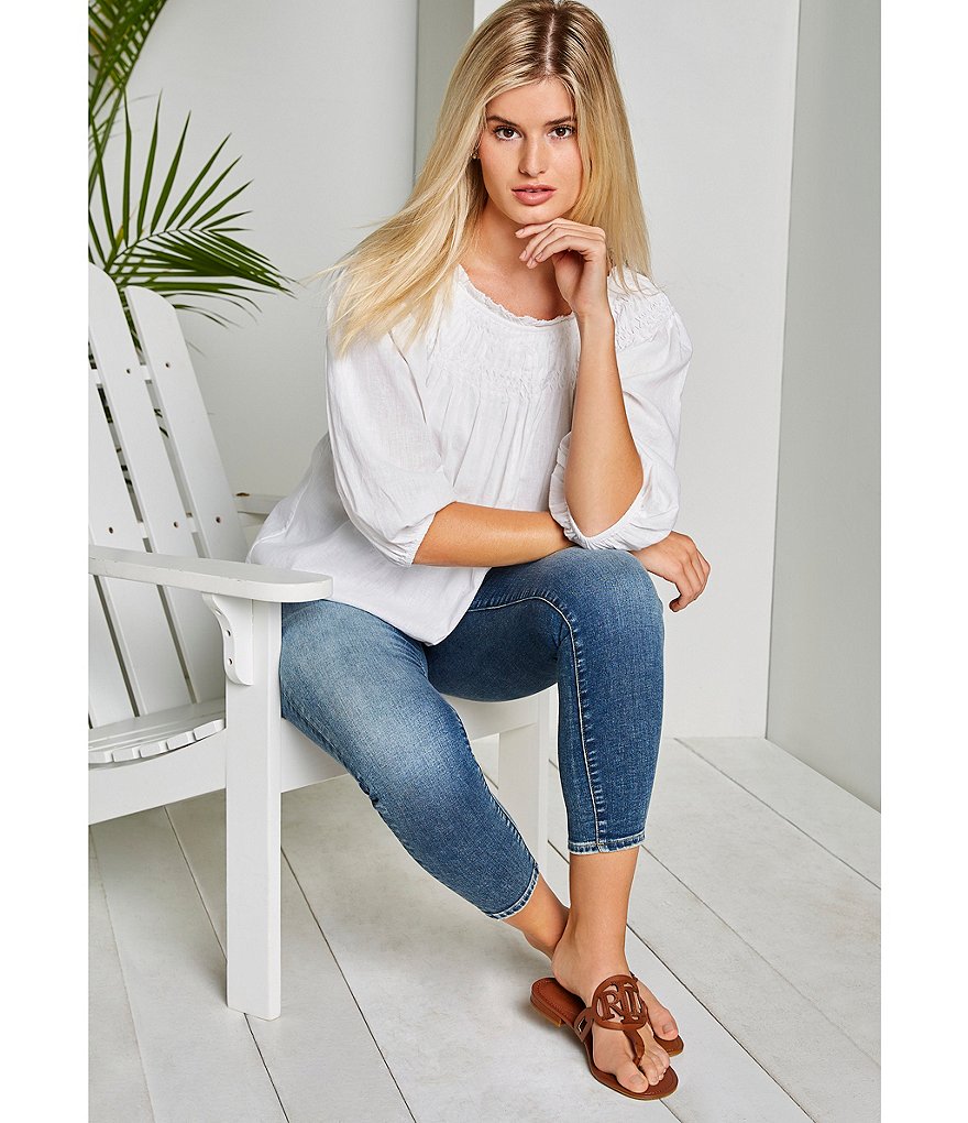 Lauren Ralph Lauren Audrie Leather Logo Thong Sandals