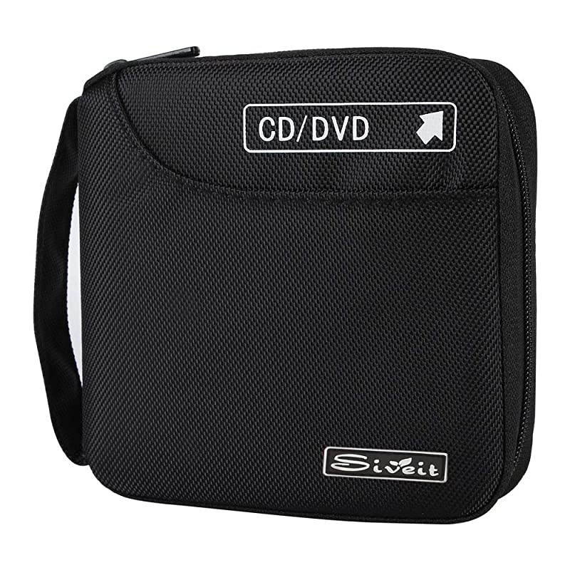 CD Case, 32 Disc CD DVD Wallet Storage Organizer Holder VCD Binder Bag Album Booklet (Black)