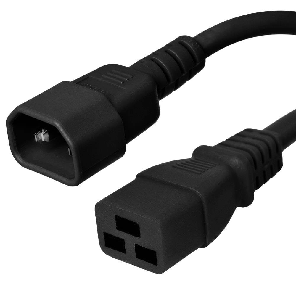 Ironbox C14 to C19 Connector Power Cord - Black -  1 Foot - 13A/250V - 16/3 SJT - IBX-4919-01
