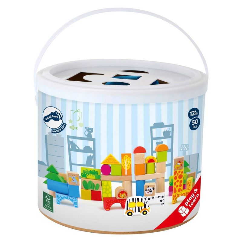 Small Foot Wooden Toys Wooden Blocks Zoo Playset - 50pc