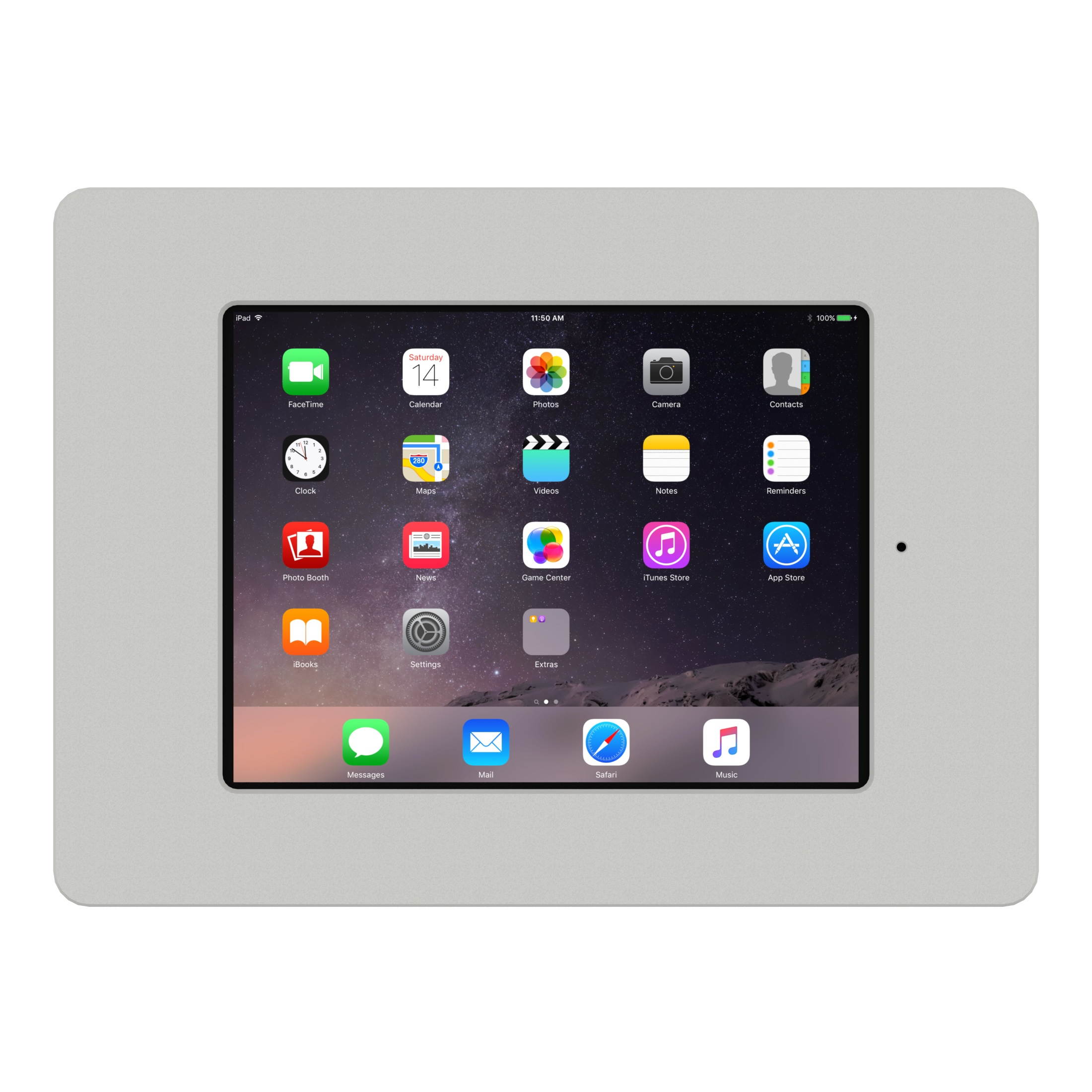 VidaMount Light Grey Home Button Covered Enclosure and Fixed Permanent Glass Mount [Bundle] compatible with iPad Mini 4 & 5