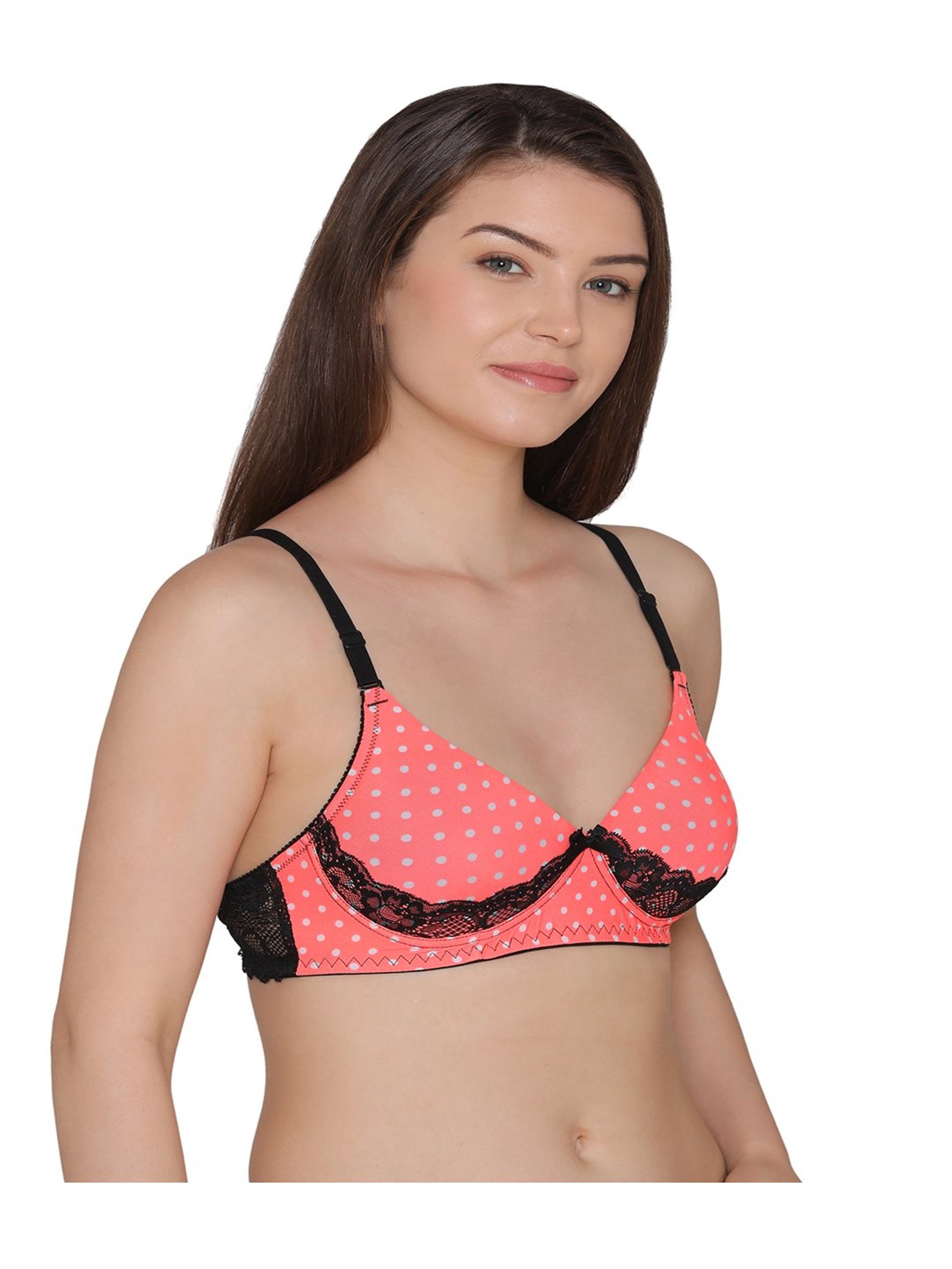 Clovia Orange Non-Wired Padded Seamless Bra
