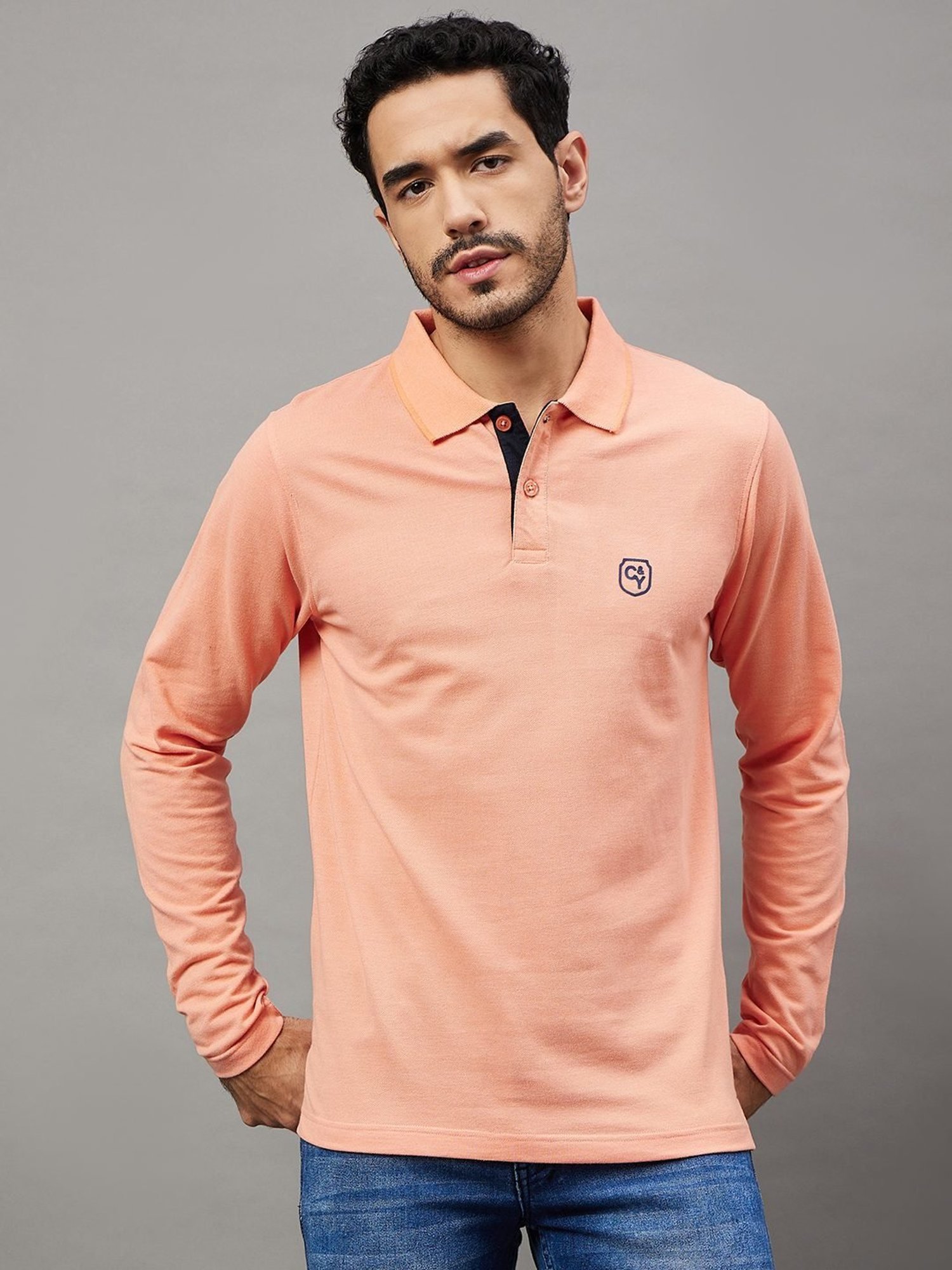 Club York Peach Regular Fit Polo T-Shirt