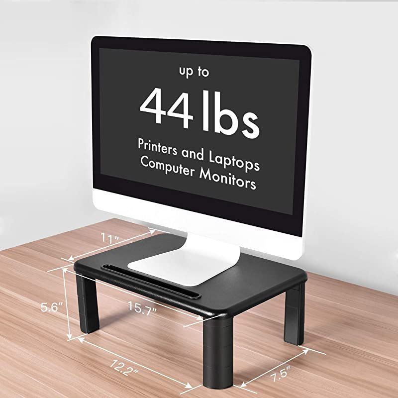 Adjustable Monitor Stand Riser - 3 Height Adjustable Computer Monitor Stand with Phone Holder for Desk, Printer, Laptop, Computer Monitor Riser for Home & Office Use