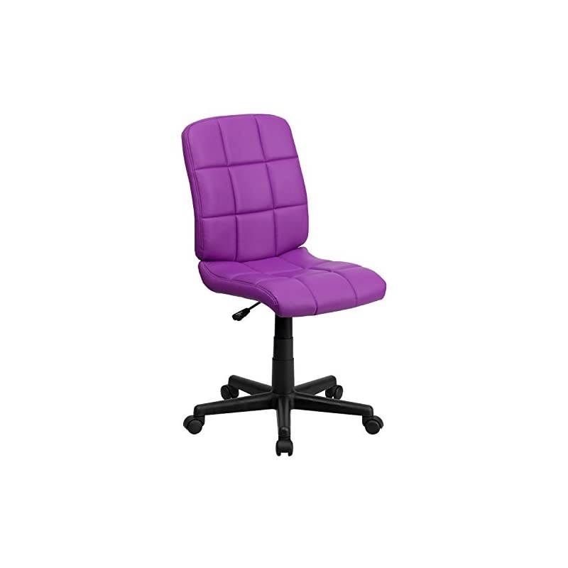 Mid-Back Purple Quilted Vinyl Swivel Task Office Chair