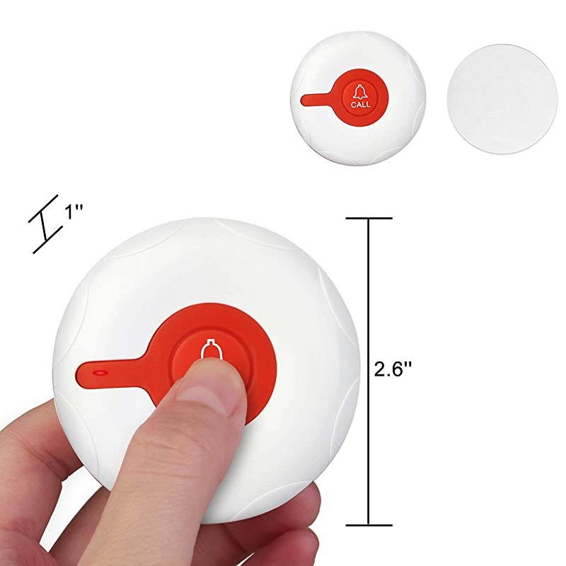 T128 Caregiver Pager,Nurse Call System,Sound Alert,Help Button,1 PC Watch Pager,5 PCS TD009 Call Buttons for Elderly,Patient,Disable