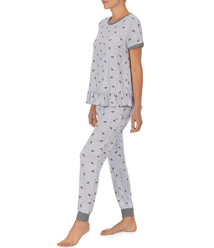 Kensie Ballerina Owl Printed Jersey Knit Jogger Coordinating Pajama Set