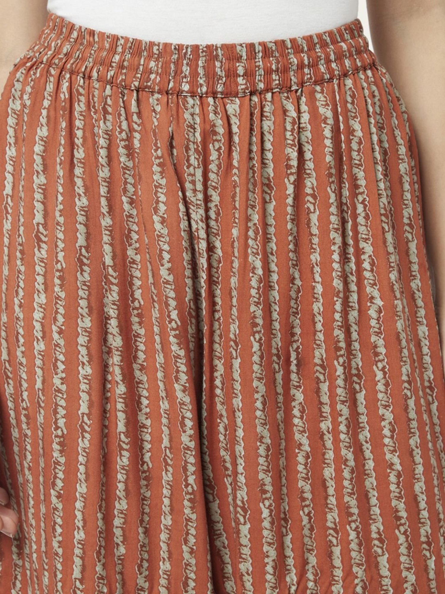 Rangmanch by Pantaloons Rust Floral Print Kurta Palazzo Set