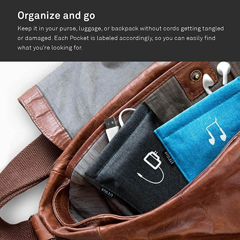 Pocket Earbud Earphone Case Pouch Bag Organizer Black 2 Pack