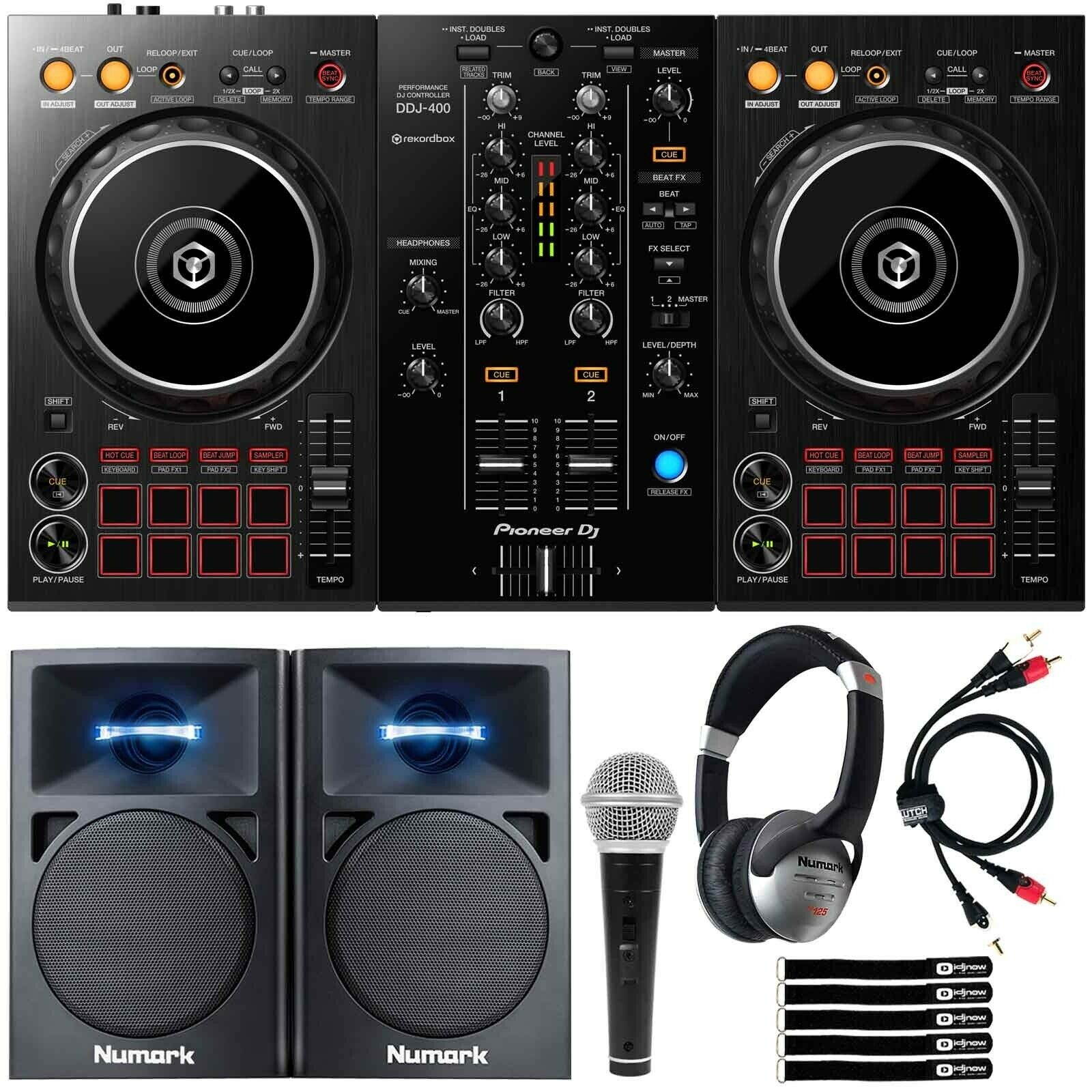 Pioneer DDJ-400 Rekordbox DJ Controller+Monitors + Headphones DJ Starter Package