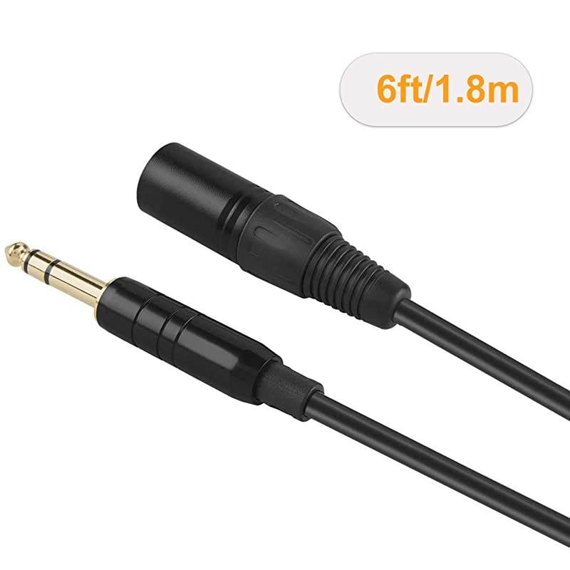 6 Feet TRS 6.35mm (1/4 Inch) Male to XLR Male Cable, Black