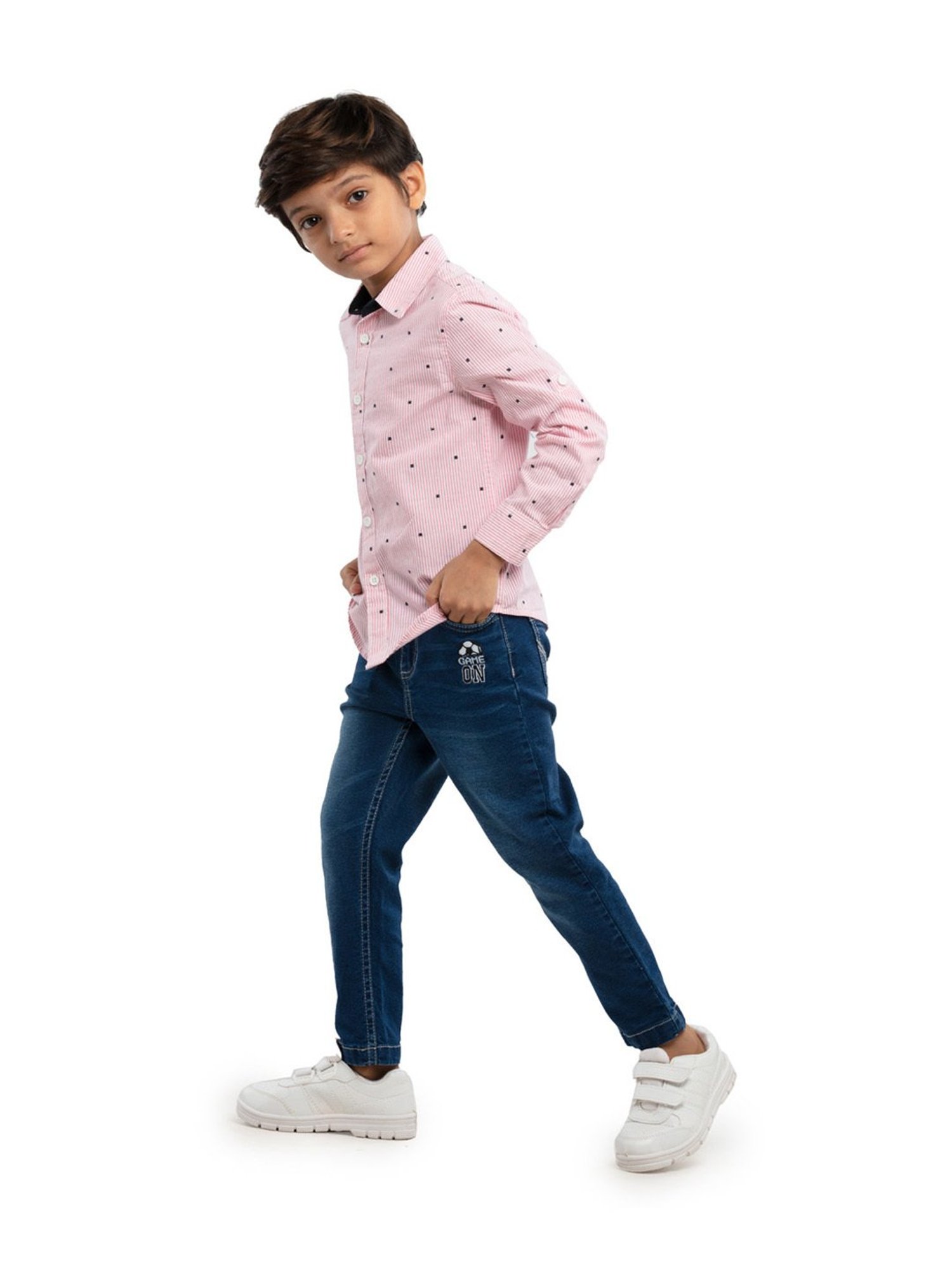 Under Fourteen Only Kids Pink Printed Full Sleeves Shirt
