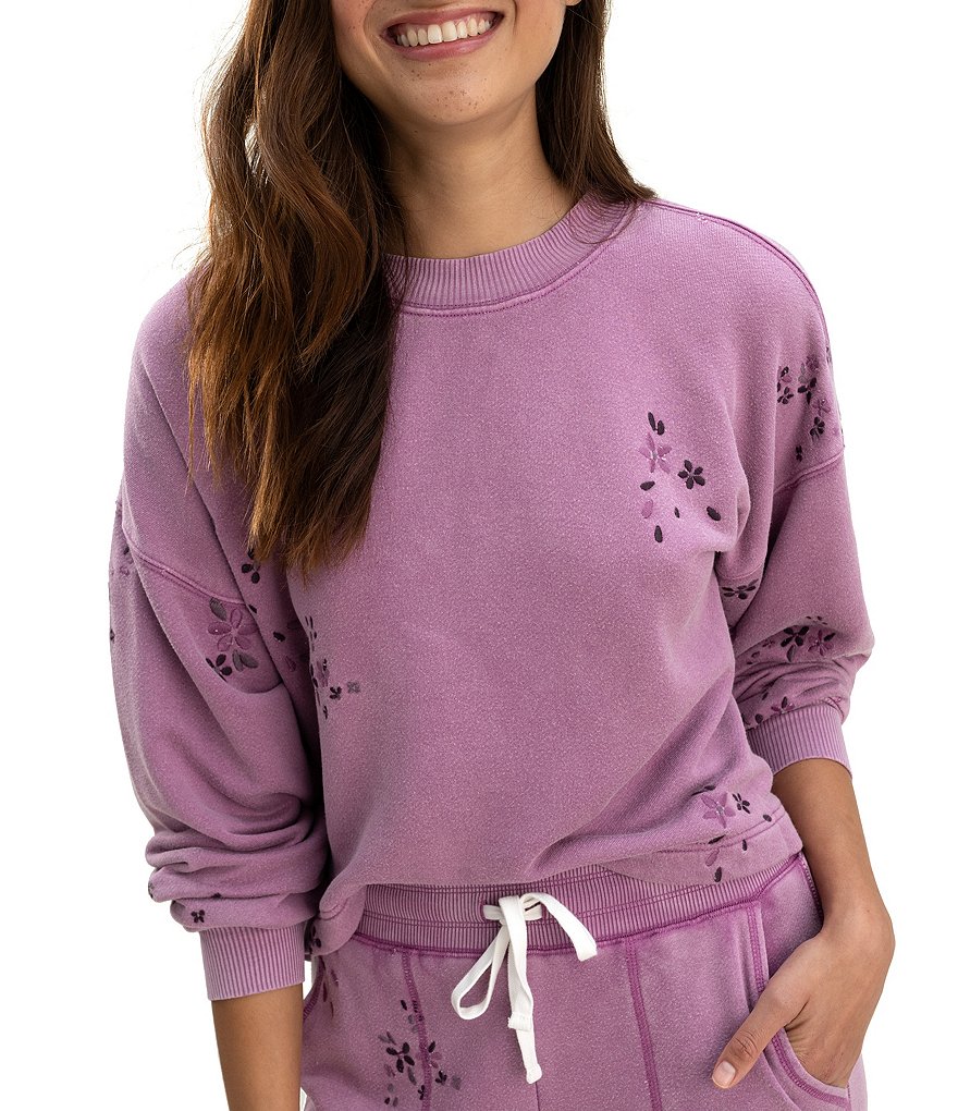 Splendid Love Me Long Sleeve Crew Neck Coordinating Pullover Knit Sweatshirt