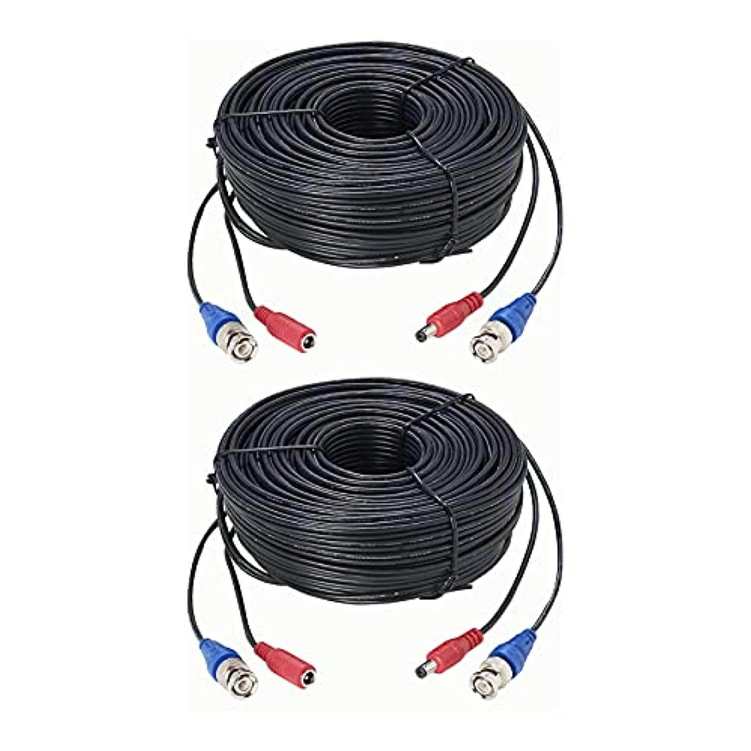 lorex 2 pack 100' ul/cm-rated premium 4k rg59/power accessory cable