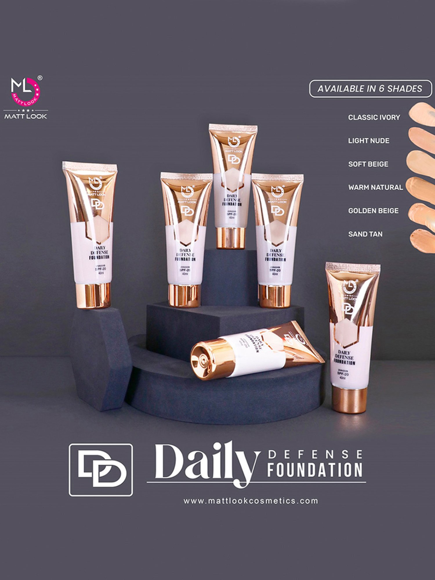 Matt Look DD Daily Defense Foundation SPF 20 01 Classic Ivory - 40 ml