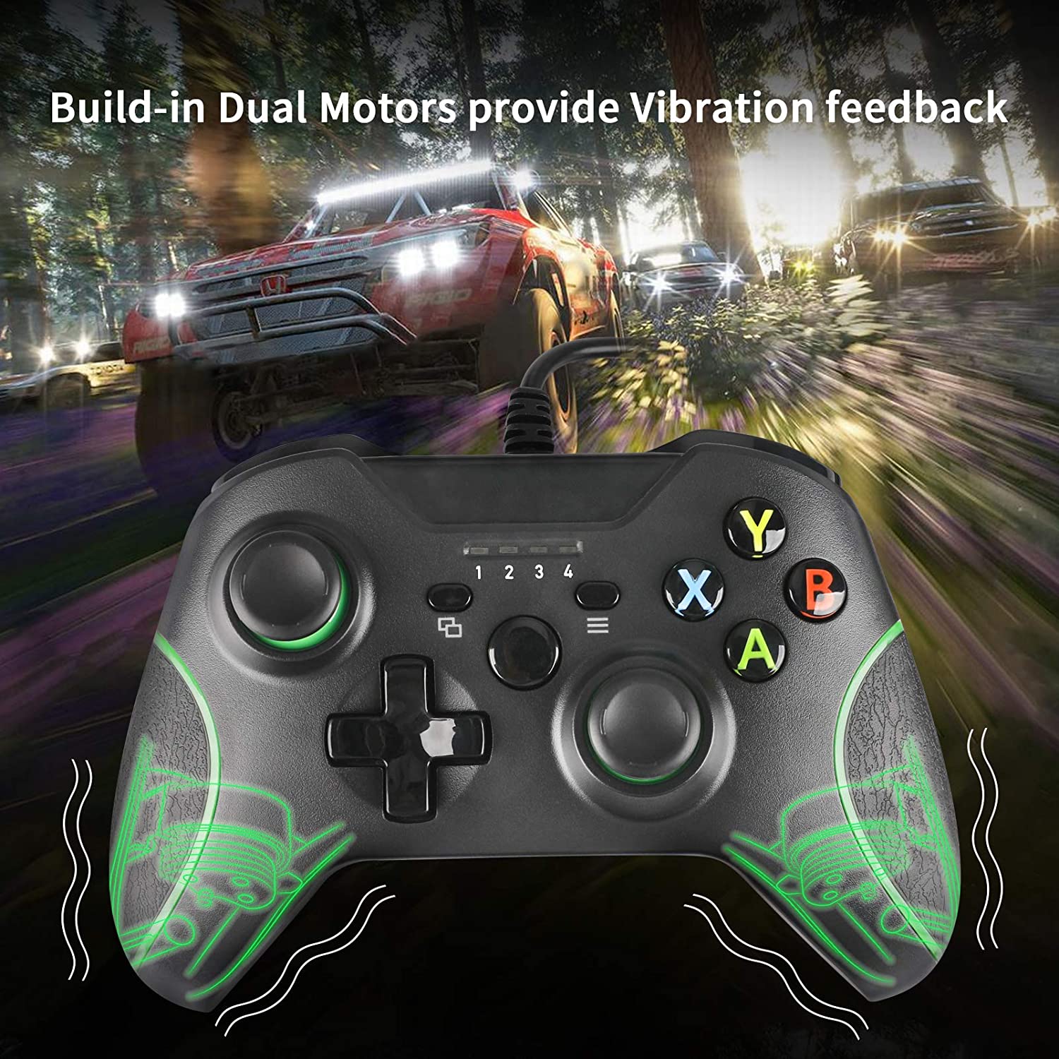 Wired Controller for Xbox One,Xbox one Wired Game Contoller with Dual Vibration and Audio Jack for Xbox One/S/X/Win7,8,10(Black)