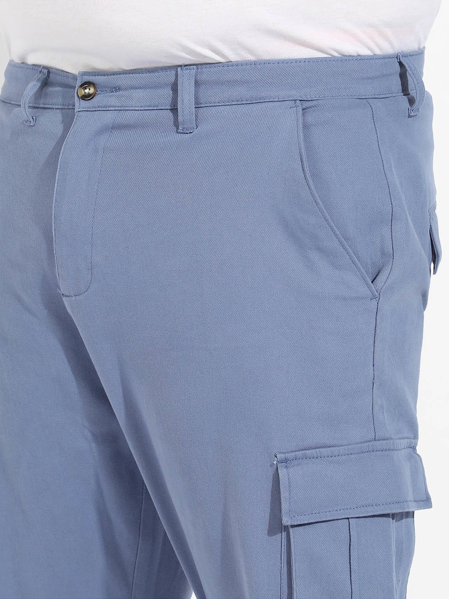 Instafab Plus Blue Regular fit Plus Size Cargos