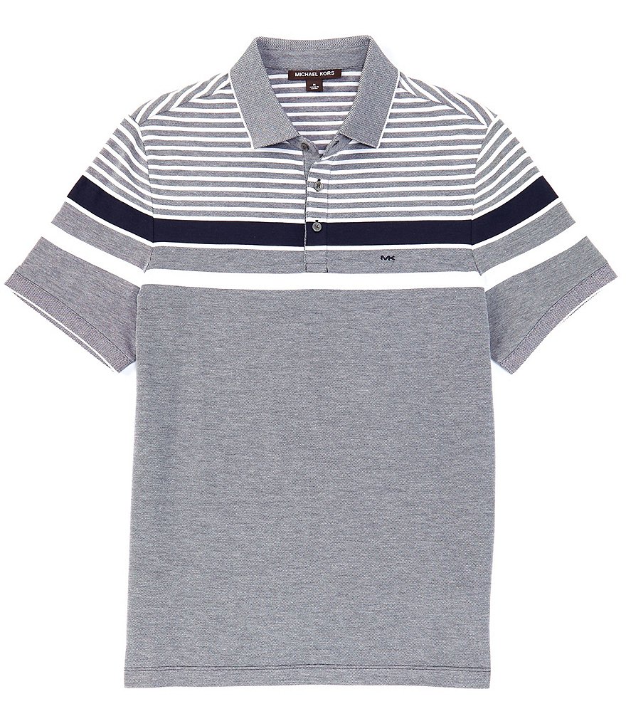 Michael Kors Birdseye Stripe Classic Fit Short-Sleeve Polo Shirt