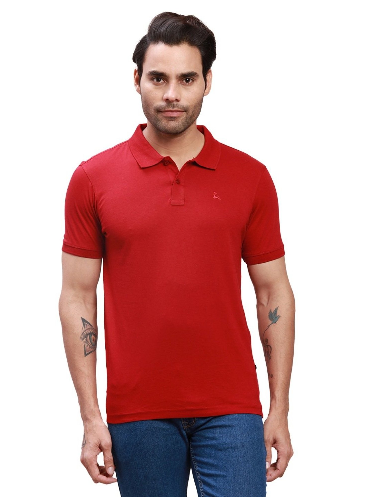 Parx Maroon Cotton Regular Fit Polo T-Shirt
