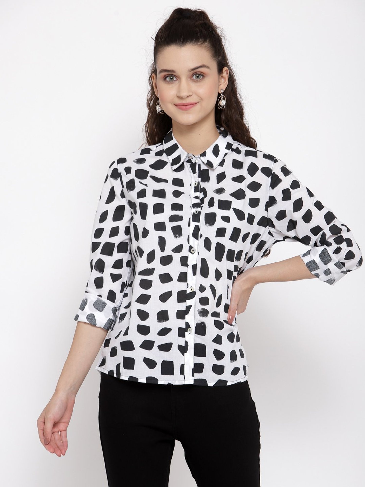 Annabelle by Pantaloons Black Polka Dots Shirt