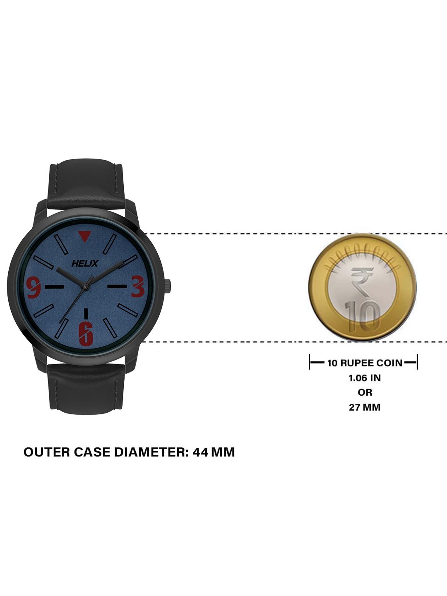 Helix By Timex Blue Round Dial Analog Leather Men Watch - TW039HG02