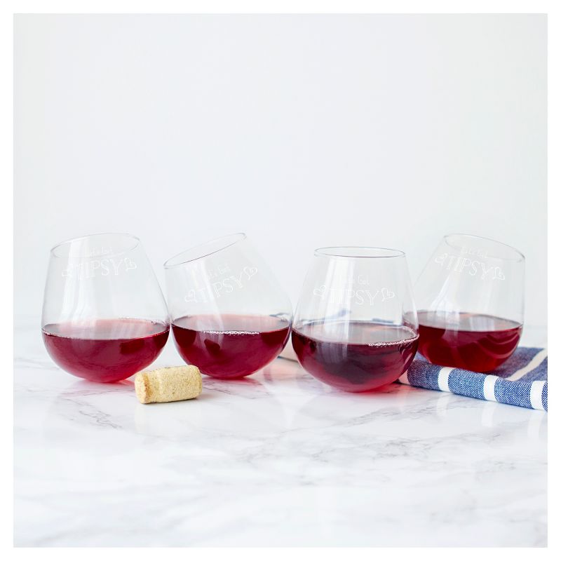 12oz 4ct Valentine's Let's Get Tipsy Wine Glass