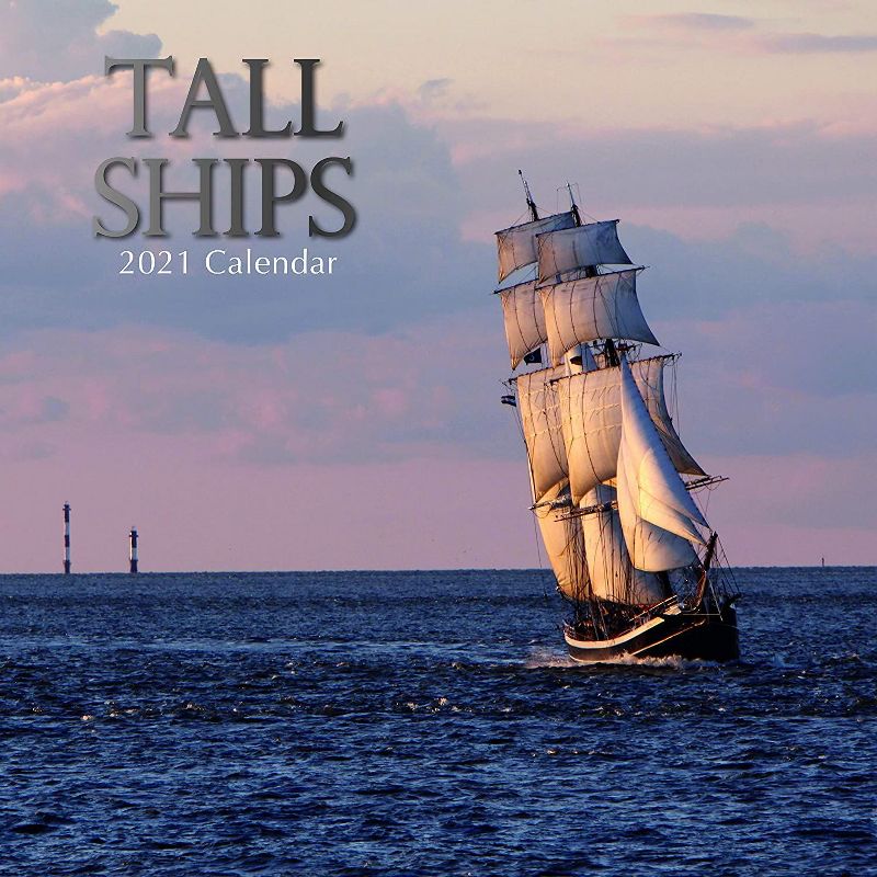 2021 Wall Calendar 12" x 12" Monthly View, Tall Ships Boat & Sailing, 16-Month, with 180 Reminder Stickers