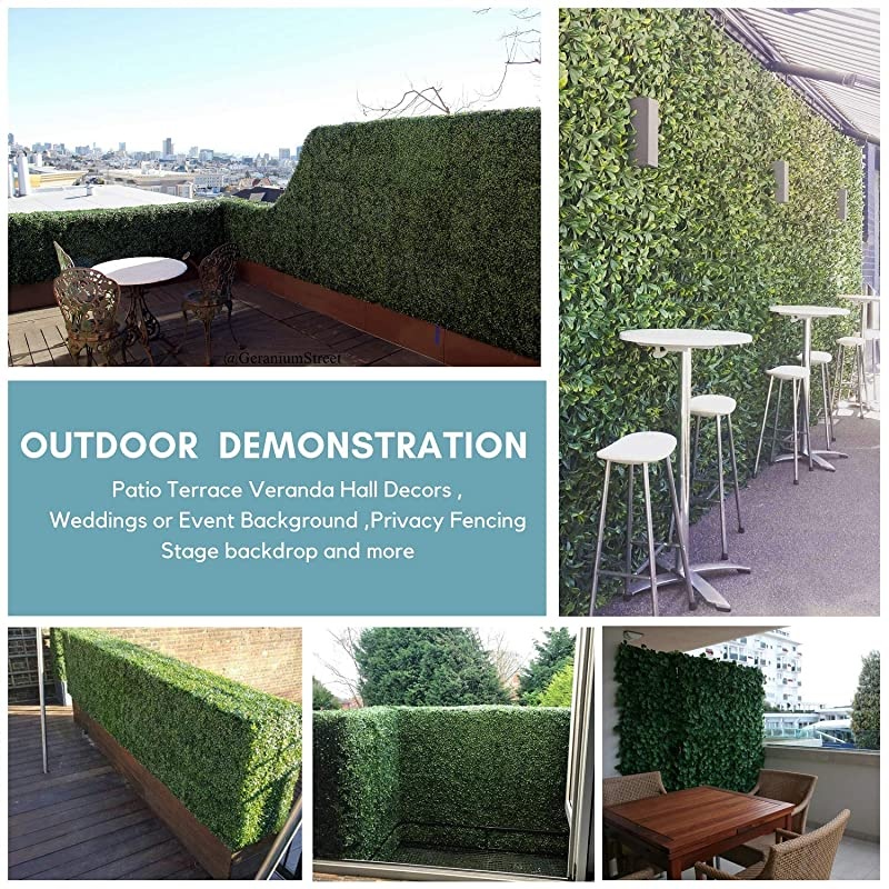 12pc Boxwood Artificial Topiary Privacy Fence Panels for Outdoor Indoor Decors .Use as Faux Greenery Backdrop,Privacy Screen (20" x 20") (12InBox, Boxwood)