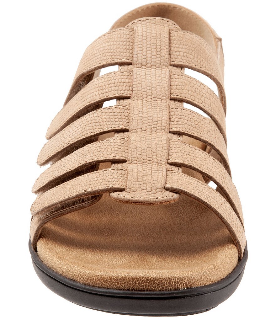 Trotters Tiki Lizard Textured Nubuck Hook and Loop Leather Sandals