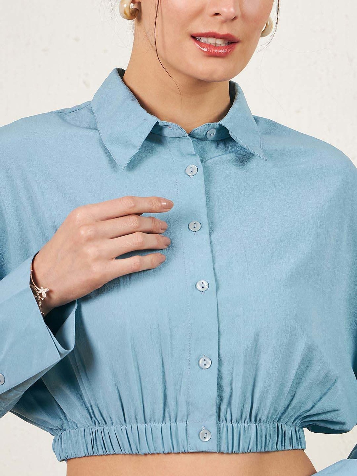 Rare Blue Slim Fit Crop Top