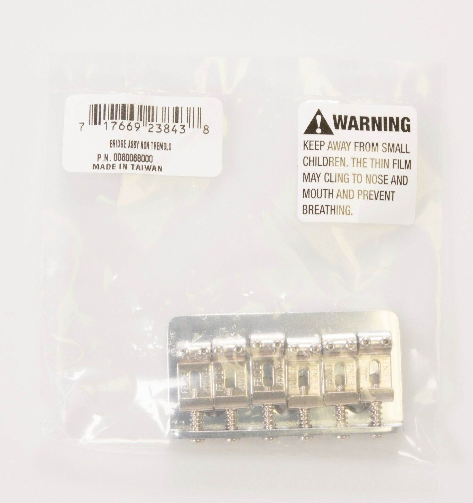 Genuine Fender Hardtail Classic/Standard Series Bridge, Chrome 006-0068-000