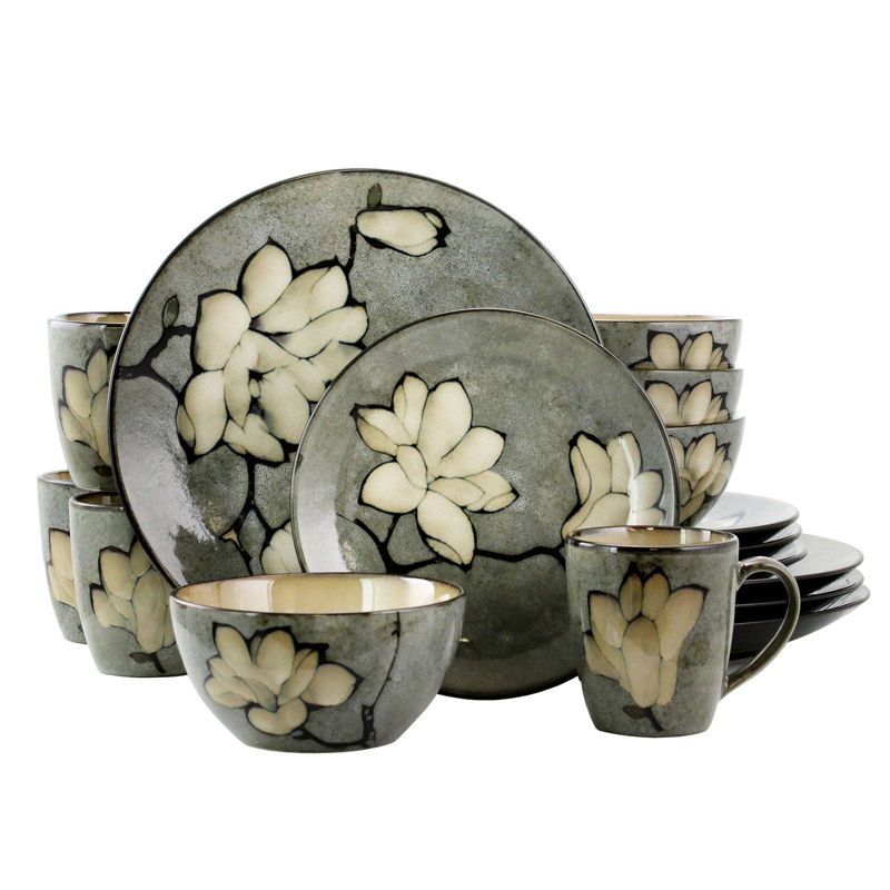 Gibson Elite 16pc Stoneware Dakari Dinnerware Set Gray