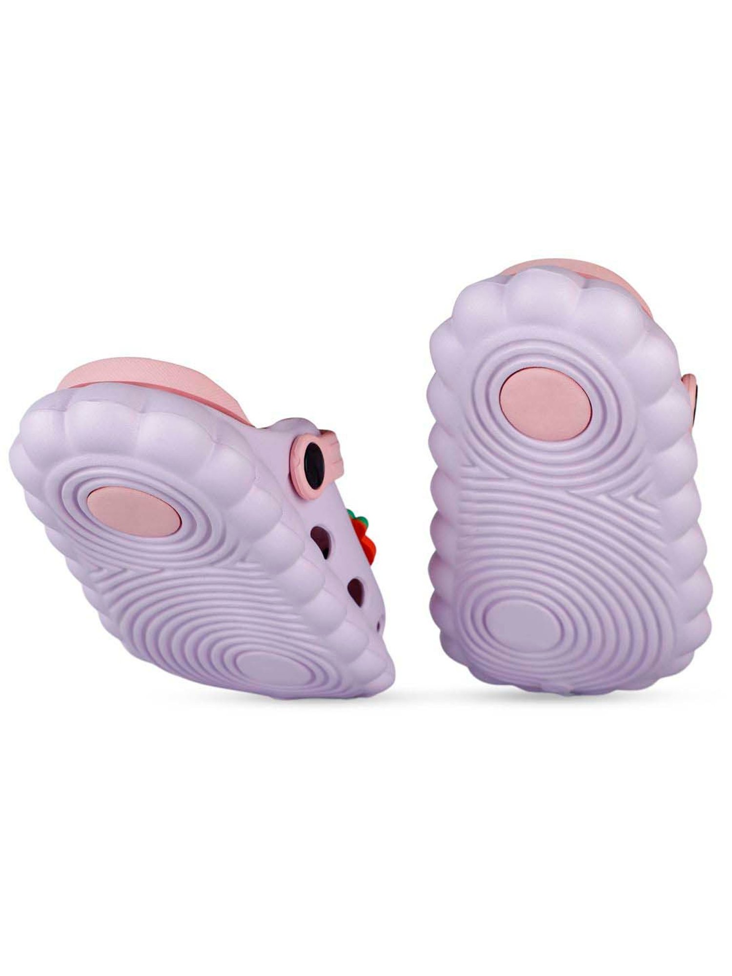 Baby Moo Kids Lilac & Red Hungry Bunny Applique Waterproof Anti-Skid Back Strap Clogs