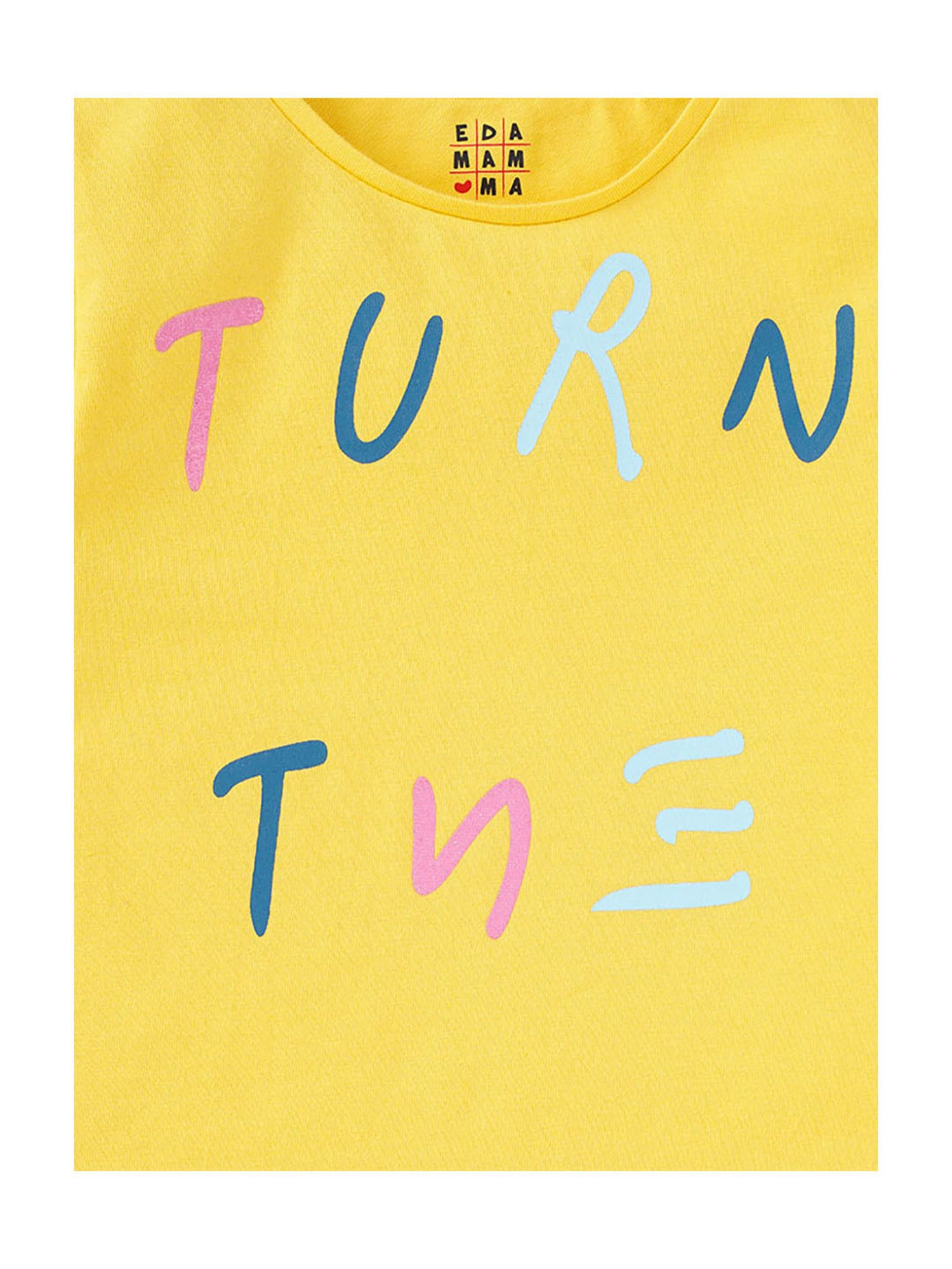 Ed-a-Mamma Kids Yellow Printed T-Shirt