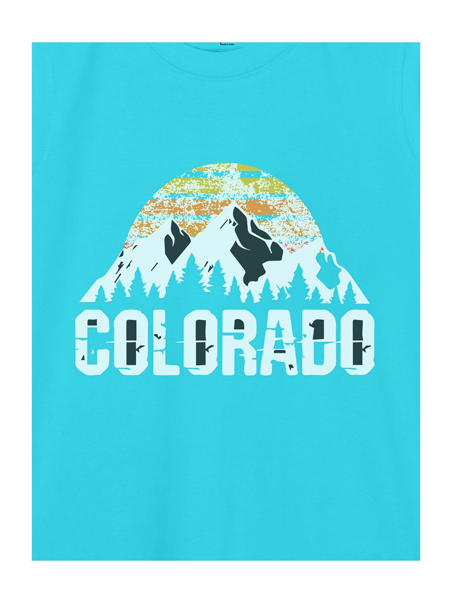 Kiddopanti Boys Aqua Blue Printed T-Shirt