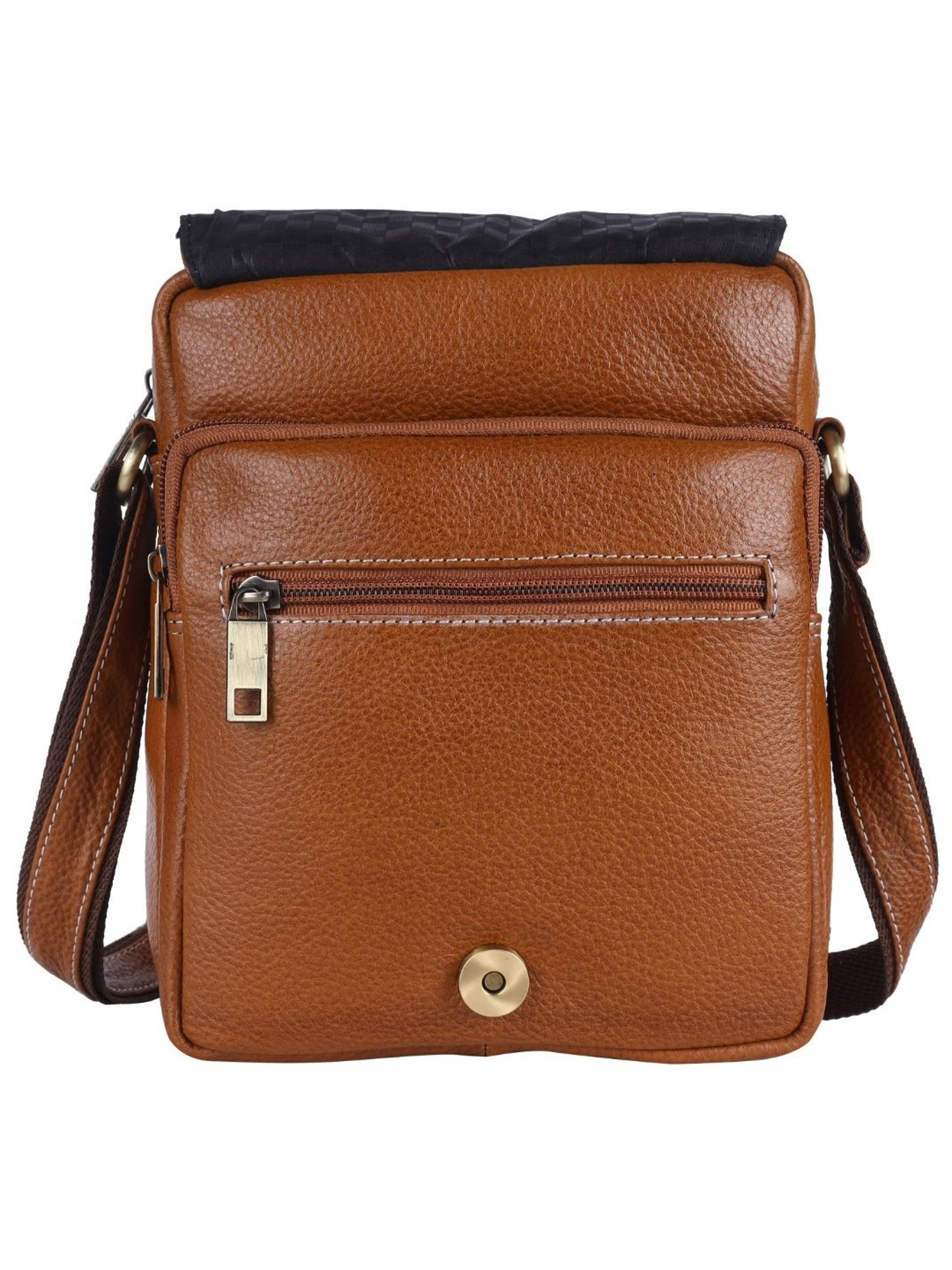 HiLEDER Brown Textured Medium Leather 8 inch Cross Body Bag
