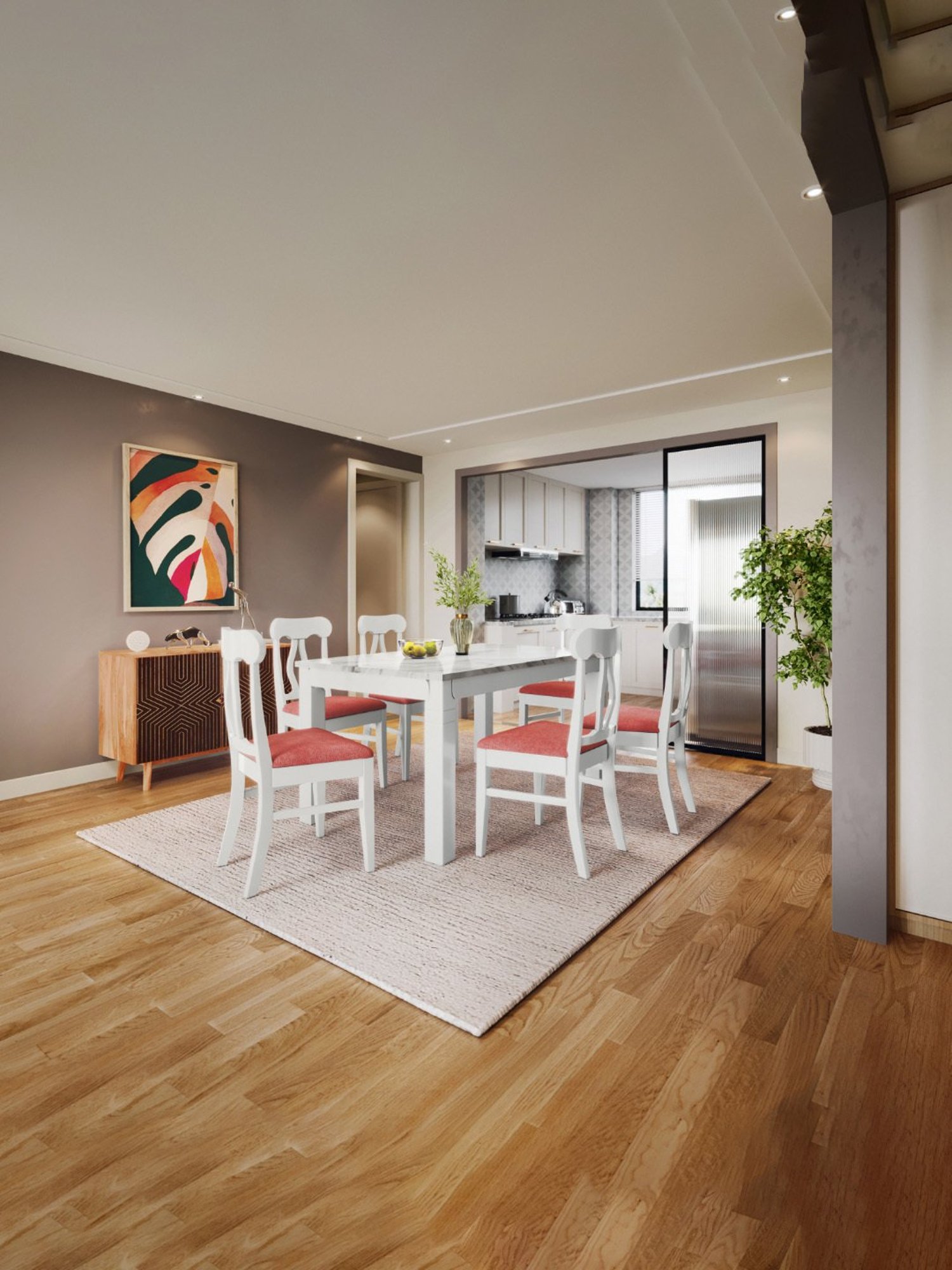 Godrej Interio Ivana White Rubber Wood 6 Seater Rectangular Dining Table