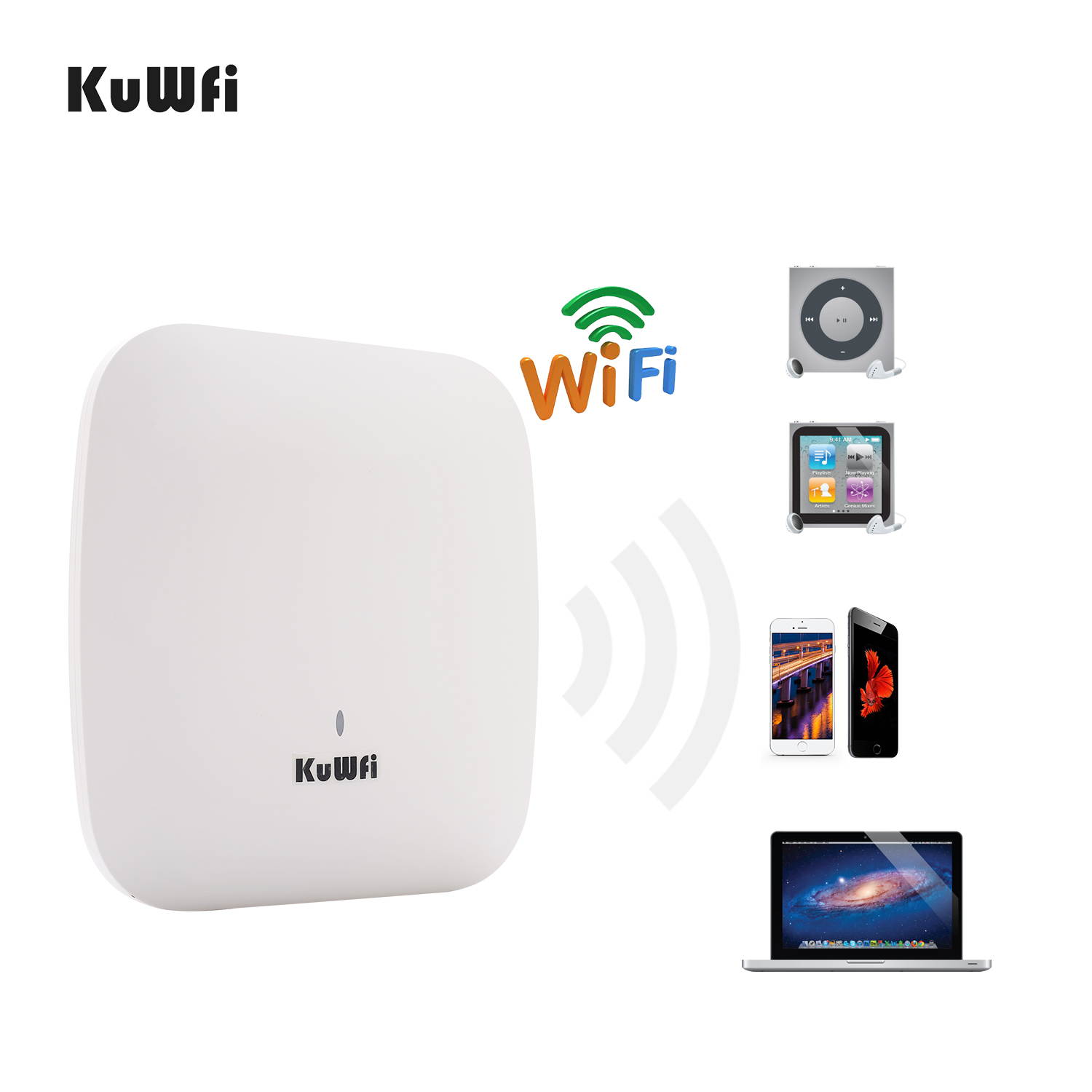 KuWfi High performance 1200Mbp indoor Wireless ceiling AP plug and play with 48V POE