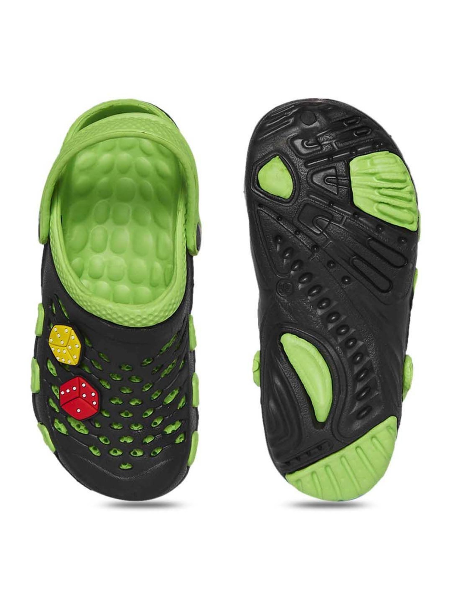 Yellow by Westside Navy Stripe Pattern Slides