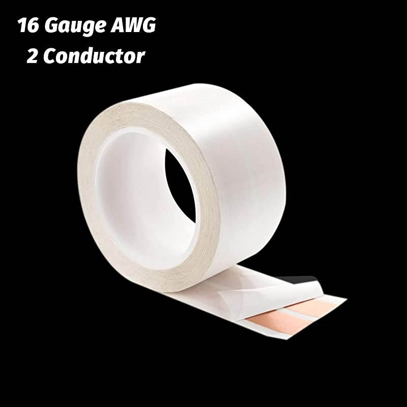 Super Flat Speaker WiresCablesAdhesiveOnWall Speaker Cables 2 Pure Copper Conductors DIY Audio Cable16 Gauge AWG 236 inch wide x 50 ft long