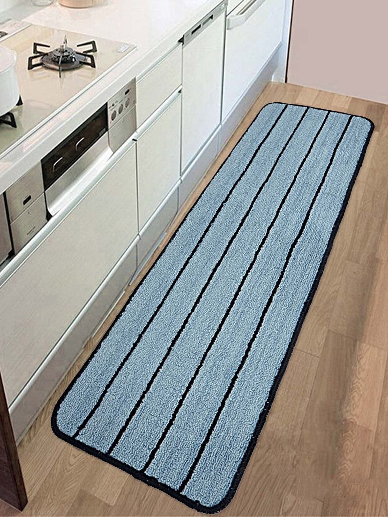 Saral Home Sky Blue Anti Slip Kitchen Runner - Set of 1