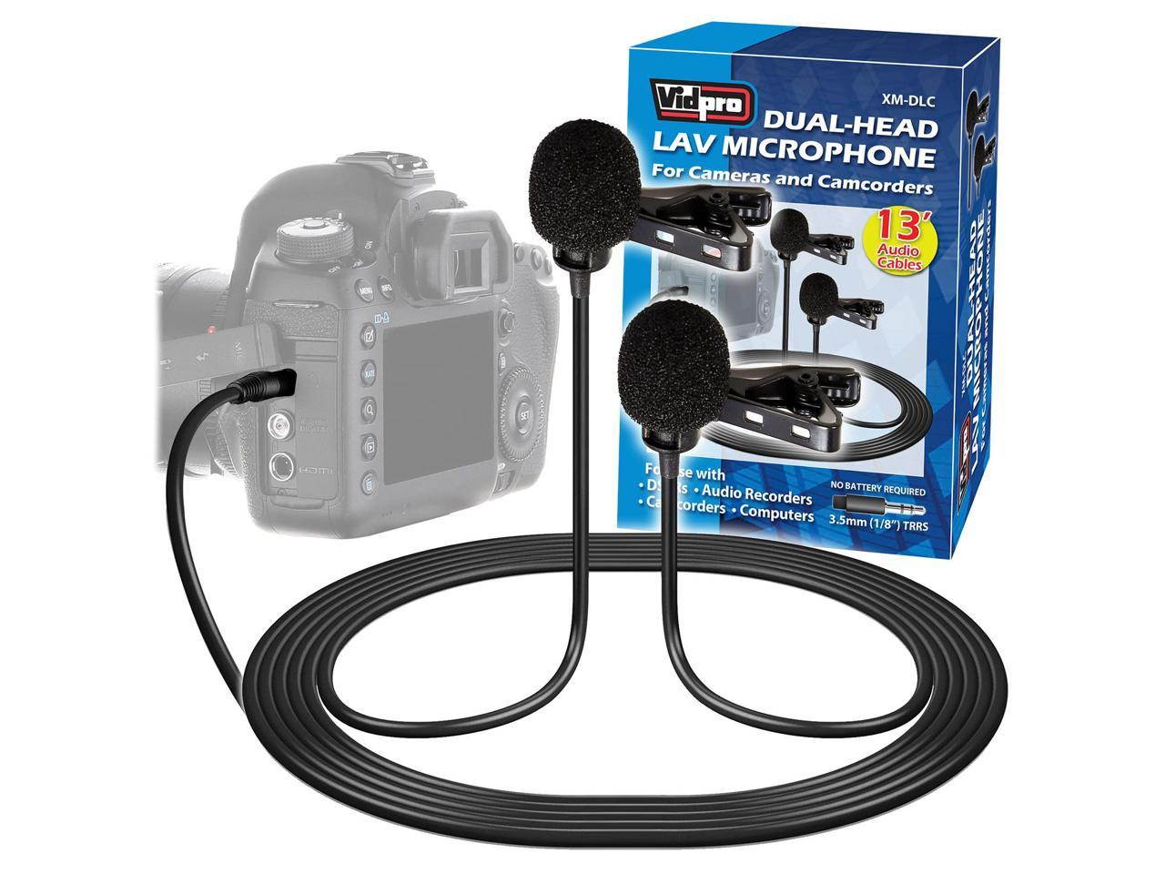 Vidpro XM-DLC Dual-Head Interview Lavalier Microphone for DSLR Cameras & Camcorders
