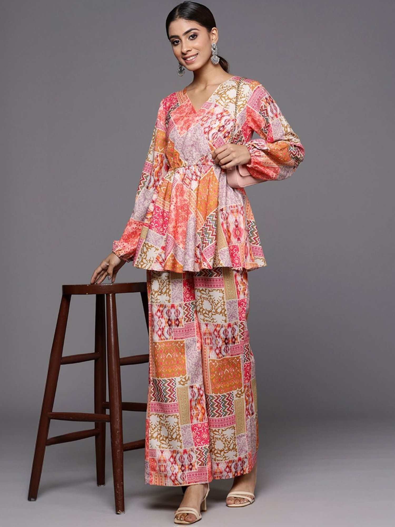 Varanga Multicolored Printed Top Pant Set