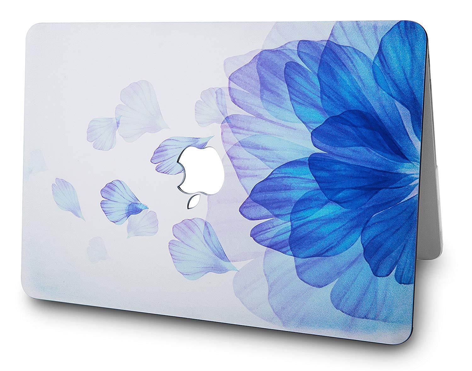 KEC Laptop Case for MacBook Pro 13" (2018/2017/2016) w/ Keyboard Cover Plastic Hard Shell A1989/A1706/A1708 Touch Bar (Blue Flower)