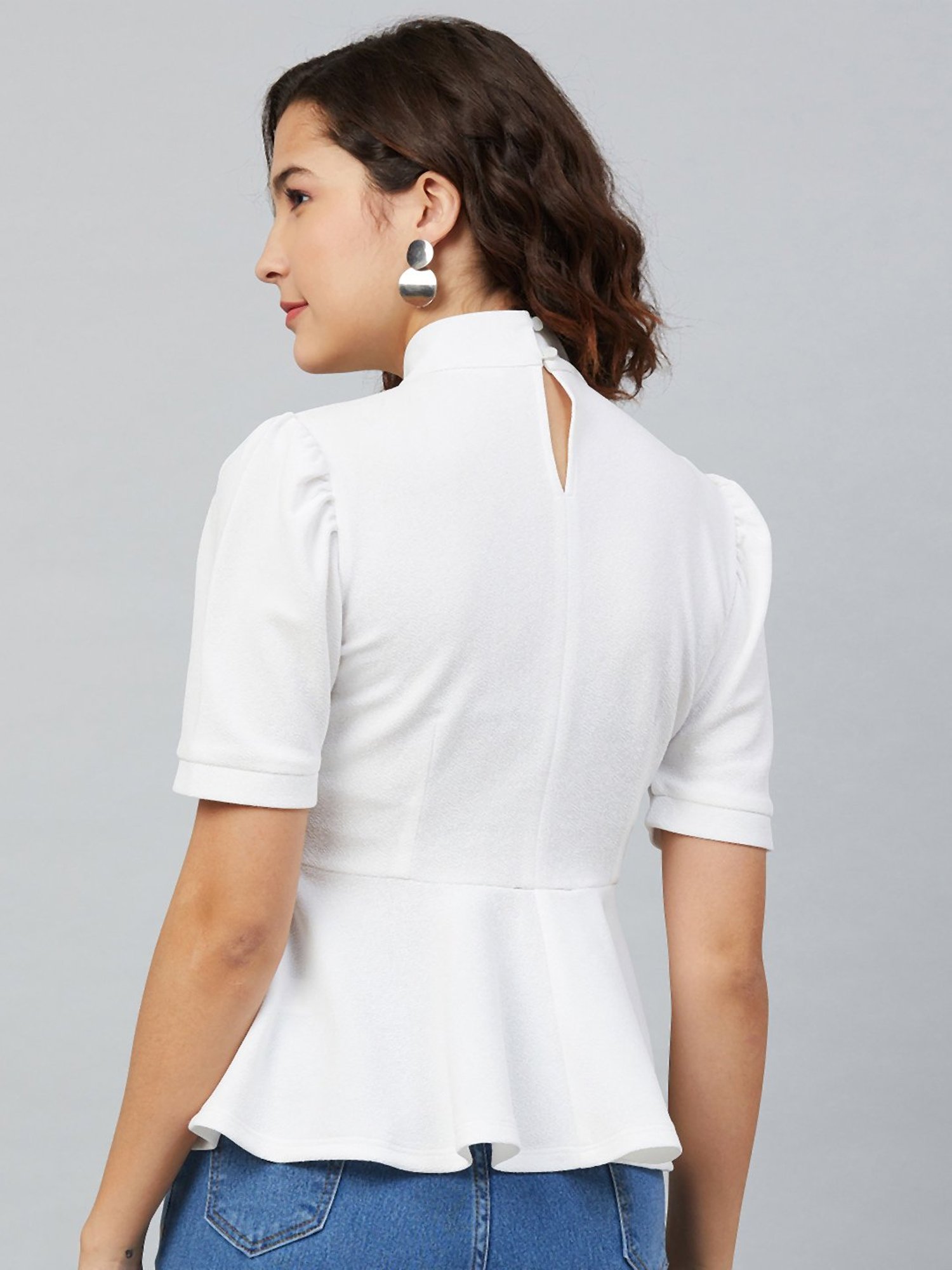 Marie Claire White Peplum Top