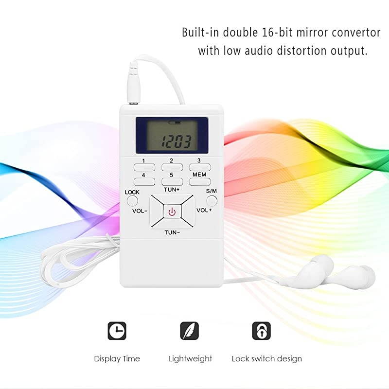 Portable Radio With Headphones,  Pocket FM Radio Mini Digital Tuning Walkman Radio, Earphone, Lock Screen for Walk/Jogging/Gym/Camping
