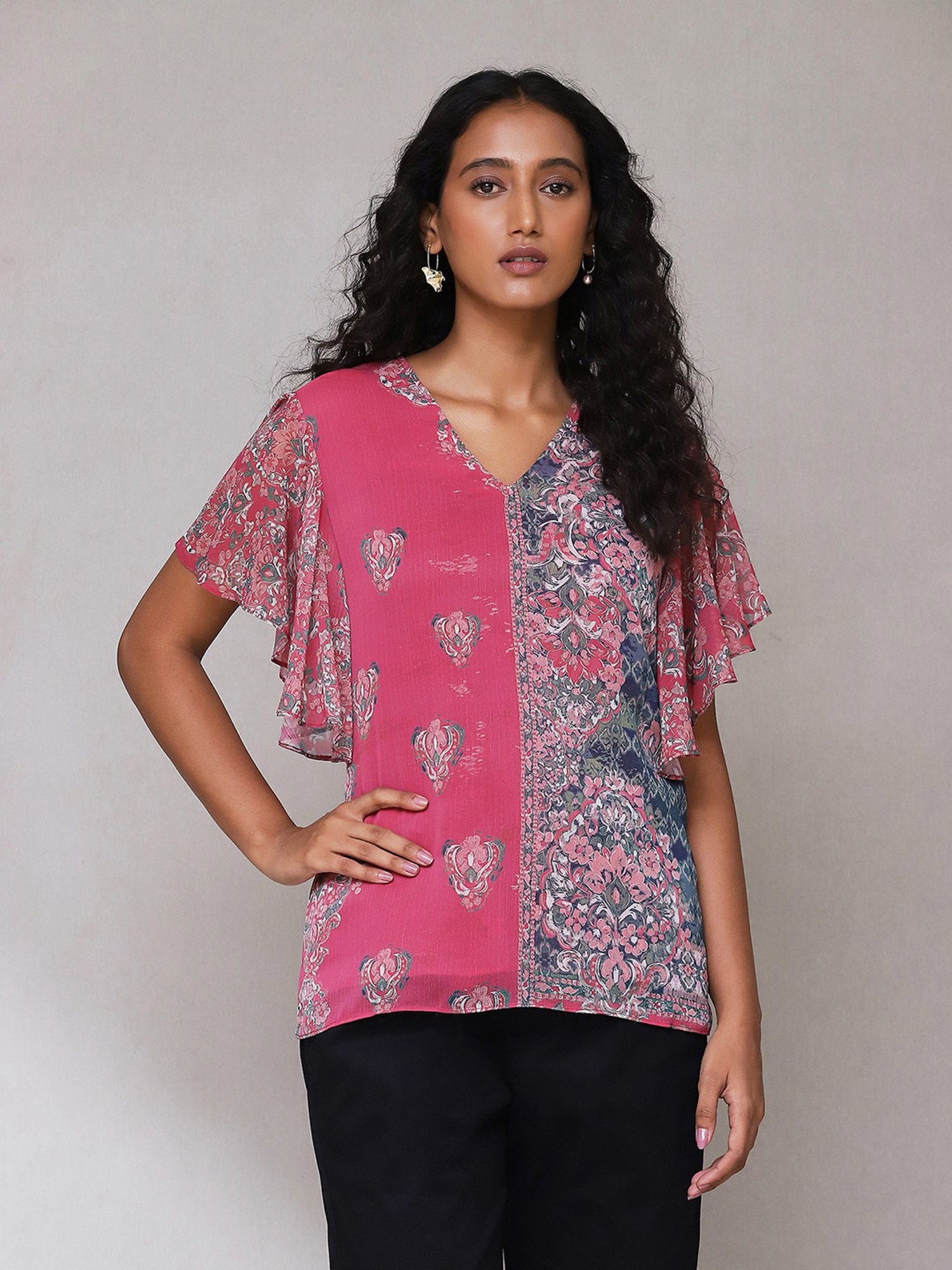aarke Ritu Kumar Pink Printed Top