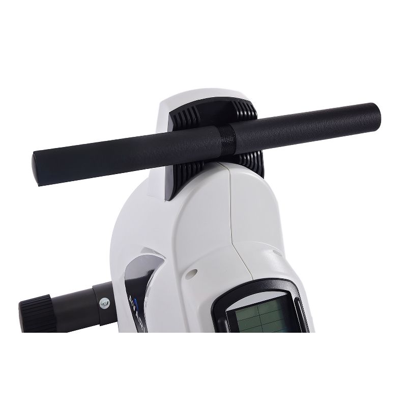 Stamina Products Avari 12 Programmable Cardio Exercise Monitor Magnetic Rower Machine with LCD Display and Heart Rate Tracker, White