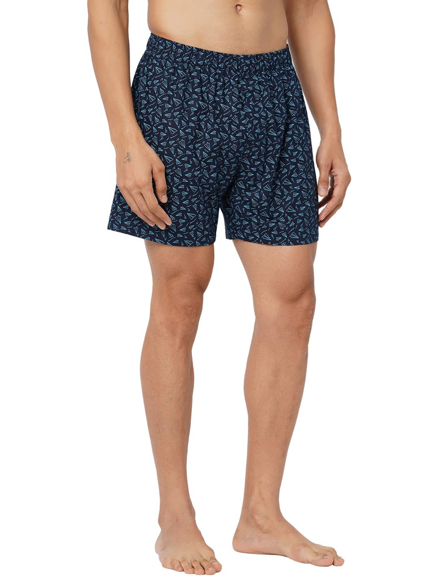 Fitz Navy Printed Cotton Boxers