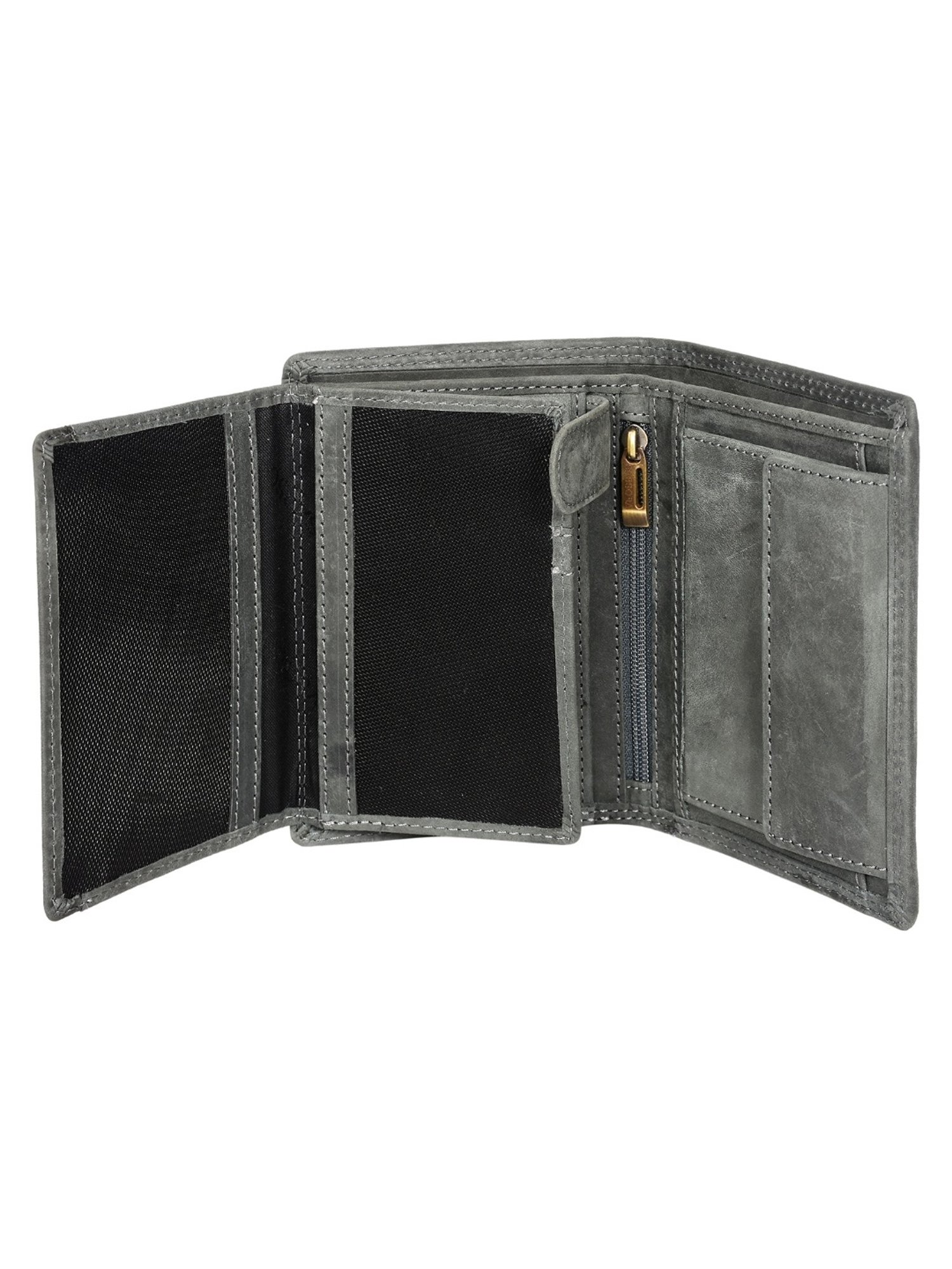 SASSORA ARLO Grey Leather Textured Bi-Fold Wallet
